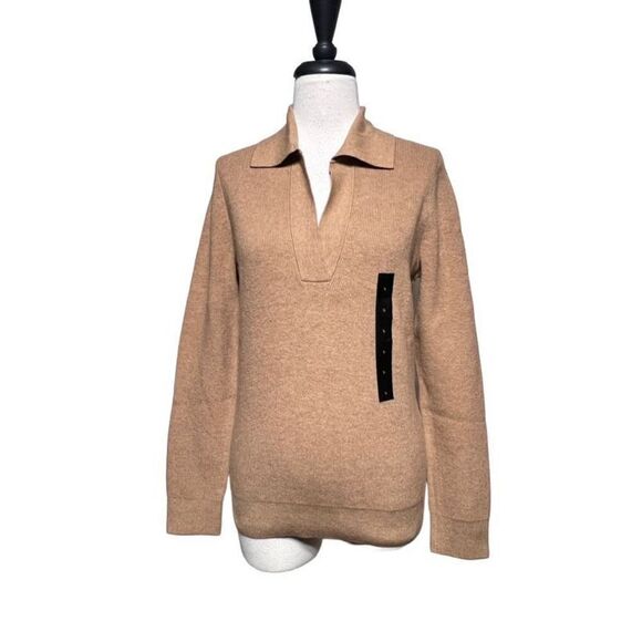 Banana Republic Tan Long Sleeve Ribbed Sweater With Collar NWT Small - Picture 1 of 4